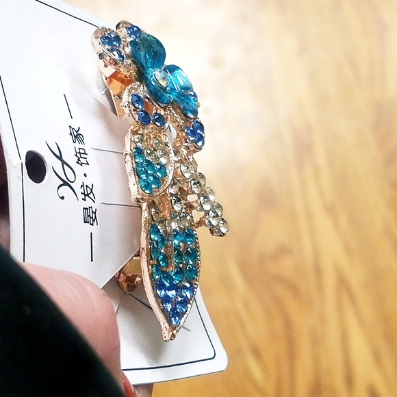 NWT Teal/Multi-Colored Rhinestones FLOWER Hair Barrette! - Picture 7 of 14